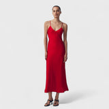 Claire | Karmin crvena haljina - Minimalistički i elegantan dizajn