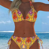 Šareni bikini sa dizajnom sa bretelama oko vrata