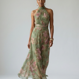 Mirelle | Midi Haljina sa Halter Kragnom, Stegnuta