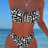 Bikini bez bretela sa geometrijskim šarama