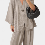 Eli | Oversize set – top sa V izrezom i ravne pantalone