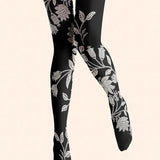 Viken | Pantalone od Krzna sa Cvetnim Dezenom - Midnight Bloom Dizajn