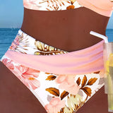 Lorena | Bikini sa kontrastnim cvetnim printom i prorezom