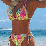 Šareni bikini sa dizajnom sa bretelama oko vrata