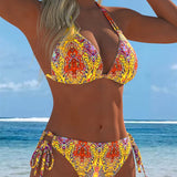 Šareni bikini sa dizajnom sa bretelama oko vrata
