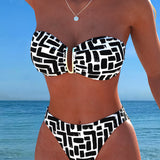Bikini bez bretela sa geometrijskim šarama