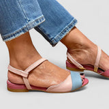 Roselina | Asimetrične roze sandale u color-block stilu