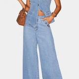 Ludovica | Farmerski set: uska jakna i široke pantalone