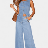 Ludovica | Farmerski set: uska jakna i široke pantalone