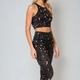 Anneli | Helanke 7/8 leopard roze sa crnim strukom