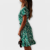 Dalila | Kratka zelena boho haljina