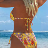 Šareni bikini sa dizajnom sa bretelama oko vrata