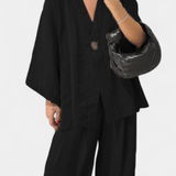Eli | Oversize set – top sa V izrezom i ravne pantalone