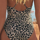 Kupaći kostim sa leopard šarom i V izrezom