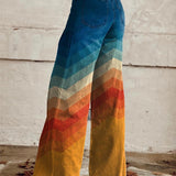 Léa | Elegantne Retro Pantalone sa Cik-cak Šarom